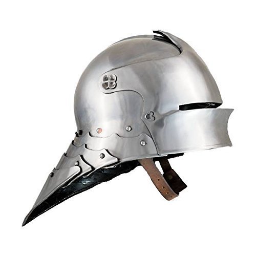 中世ヨーロッパ 騎士 ヘルメット シルバー - 家具、インテリア