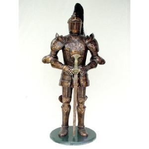 中世の騎士 ブラウンゴールドアーマー 等身大 オブジェ 高さ約 